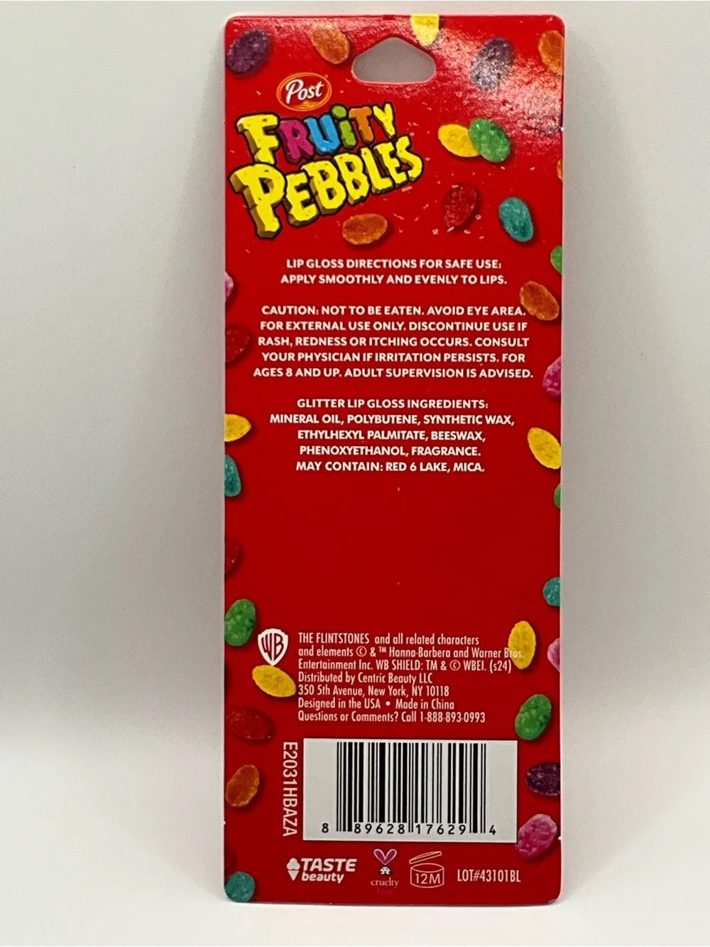 🌼4/$10🌼 NEW Post Fruity Pebbles 2-Pack Flavored Lip Gloss - Red & Clear Fun Gift
